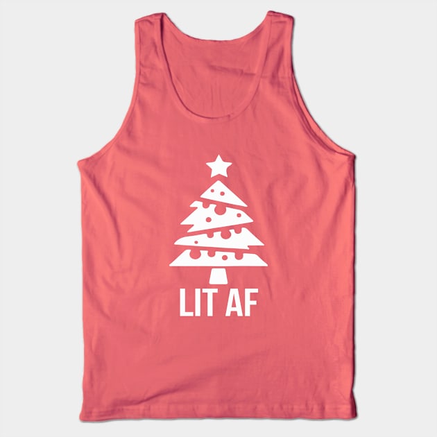 LIT AF | Funny Christmas Lights Humor Gift Idea Tank Top by MerchMadness